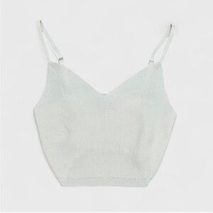 Aritzia (Wilfred) Light Birch (Cream) Knit Crop Tank Top